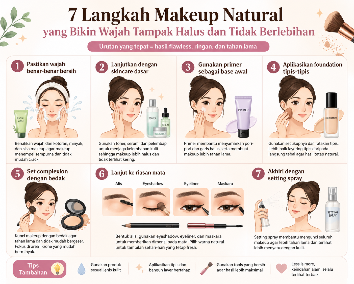 7 Langkah Makeup Natural yang Bikin Wajah Tampak Halus dan Tidak Berlebihan